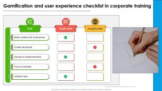 Gamification And User Experience Checklist In Corporate Training