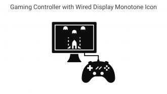 Gaming Controller With Wired Display Monotone Icon In Powerpoint Pptx Png And Editable Eps Format