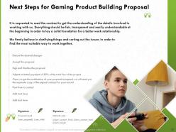 Gaming product building proposal powerpoint presentation slides