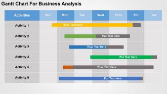 Gantt chart for business analysis flat powerpoint design