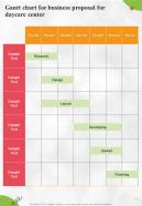 Gantt Chart For Business Proposal For Daycare Center One Pager Sample Example Document