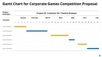Gantt chart for corporate games competition proposal ppt slides graphics