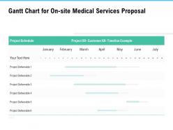 Gantt chart for on site medical services proposal ppt powerpoint backgrounds