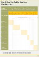 Gantt Chart For Public Relations Plan Proposal One Pager Sample Example Document