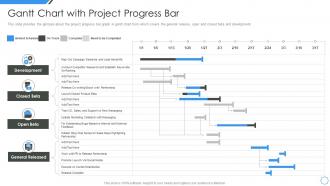 Gantt chart with project progress bar managing project escalations