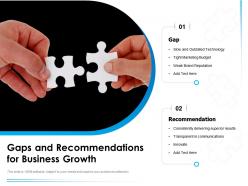 Gaps and recommendations for business growth
