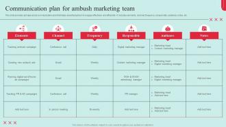 Garnering Massive Brand Exposure Communication Plan For Ambush Marketing Team