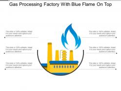 Gas processing factory with blue flame on top