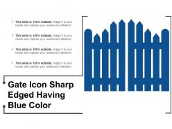 Gate icon sharp edged having blue color