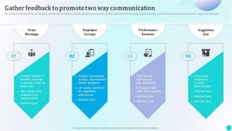 Gather Feedback To Promote Two Way Communication Strategies To Improve Workforce
