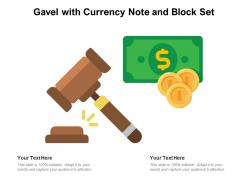 Gavel with currency note and block set