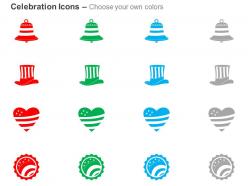 Gb us flag design bell hat heart ribbon ppt icons graphics