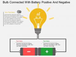 Gd bulb connected with battery positive and negative flat powerpoint design