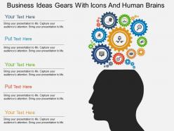 Gd business ideas gears with icons and human brains flat powerpoint design