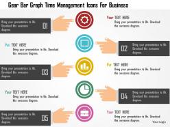 Gear bar graph time management icons for business flat powerpoint design