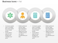 Gear business people calculator checklist ppt icons graphics