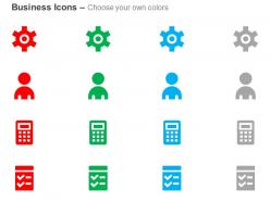 Gear business people calculator checklist ppt icons graphics
