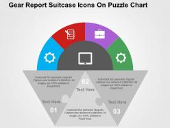 Gear report suitcase icons on puzzle chart flat powerpoint design