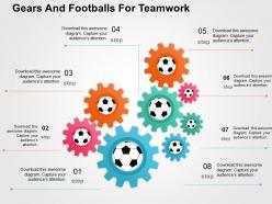 Gears and footballs for teamwork flat powerpoint design