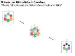 Gears and hexagons team management business growth flat powerpoint design