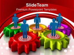 Gears cogs powerpoint templates target person business process ppt slide designs