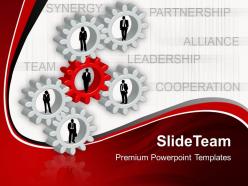 Gears image powerpoint templates cooperation leadership business ppt slides