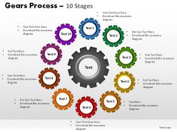 Gears process 10 stages powerpoint slides