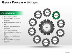Gears process 10 stages powerpoint slides