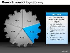 Gears process 5 stages planning powerpoint slides and ppt templates db