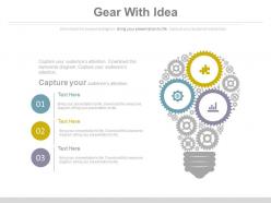 Gears with bulb design for idea generation powerpoint slides