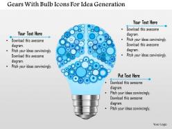 Gears with bulb icons for idea generation powerpoint template