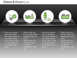 Gears with factory and plant for green energy production editable icons