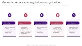 General Company Rules Regulations And Guidelines Staff Induction Training Guide