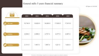General Mills 5 Years Financial Summary Industry Report Of Commercially Prepared Food Part 1