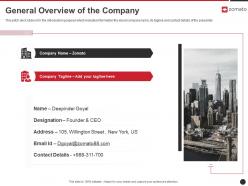 General overview of the company zomato investor funding elevator ppt infographics