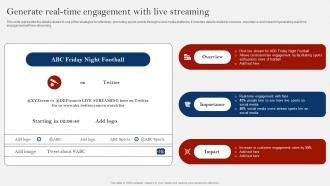 Generate Real Time Engagement With Live Streaming Comprehensive Guide On Sports Strategy SS
