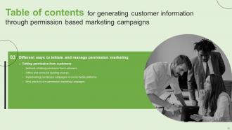 Generating Customer Information Through Permission Based Marketing Campaigns MKT CD V Customizable Slides