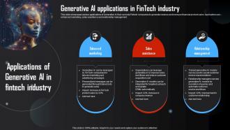 Generative AI Applications In Fintech Industry Generative AI Tools Usage In Different AI SS