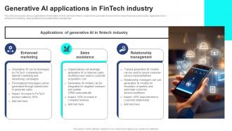 Generative AI Applications In Fintech Industry Strategic Guide For Generative AI Tools And Technologies AI SS V