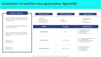Generative AI Tool For Voice Strategic Guide For Generative AI Tools And Technologies AI SS V