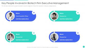Genomics Firm Investor Funding Deck Key People Involved In Biotech Firm Executive Management