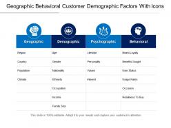 Geographic behavioral customer demographic factors with icons