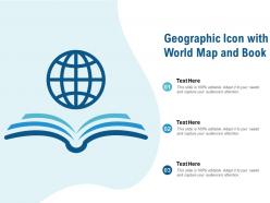 Geographic icon with world map and book