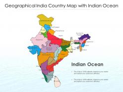 Geographical india country map with indian ocean