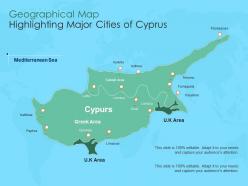Geographical map highlighting major cities of cyprus