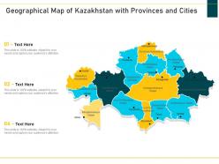 Geographical map of kazakhstan with provinces and cities