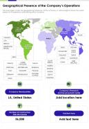 Geographical Presence Of The Companys Operations Presentation Report Infographic PPT PDF Document