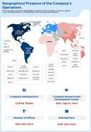 Geographical Presence Of The Companys Operations Template 75 Report Infographic PPT PDF Document