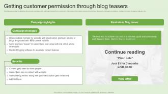 Getting Customer Permission Through Blog Generating Customer Information Through MKT SS V
