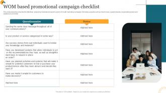 Getting Products Promoted Wom Based Promotional Campaign Checklist